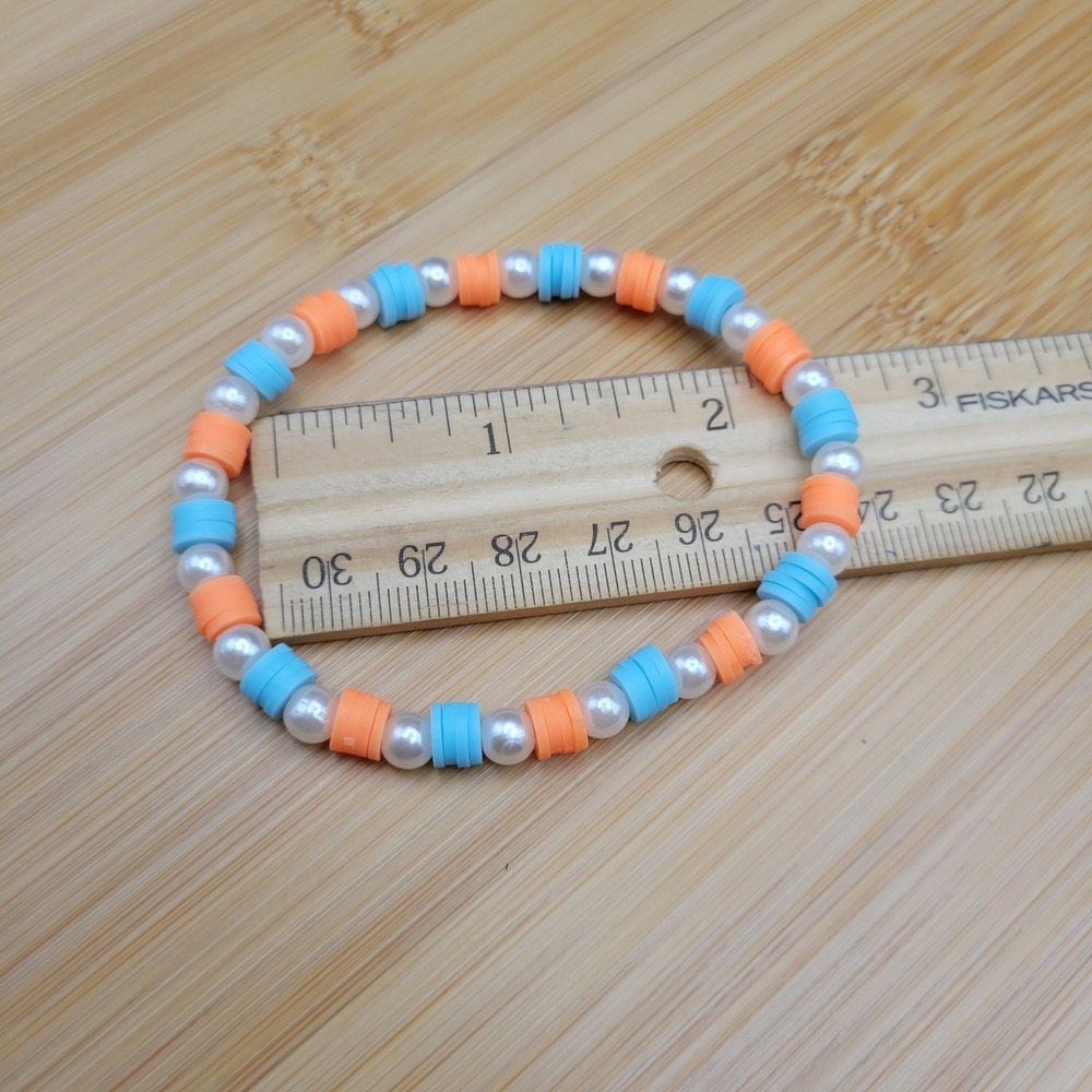 Handmade Clay Bead Seed Bead Bracelet Set of 4 Summer Turtle Theme Kids Jewelry - Picture 3 of 8